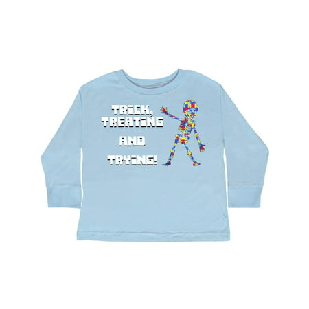 

Inktastic Trick Treating and Trying Autism Awareness with Zombie Gift Toddler Boy or Toddler Girl Long Sleeve T-Shirt