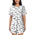 thumbnail image 1 of Fotbe Cute Shark Conjunto de Pijama Estampado para Mujer, 2 Piezas, Ropa de Dormir con Camiseta de Manga Corta y Shorts Suaves-Medium, 1 of 6
