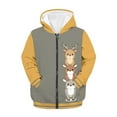 thumbnail image 3 of FUIALDOLG Boys Girls Fleece Hoodies Cartoon Deer Grey Orange Print Zipper Hoodie Casual Hooded Sweatshirts with Pocket Winter Coat Jacket for Age 6-7 Kids, 3 of 7
