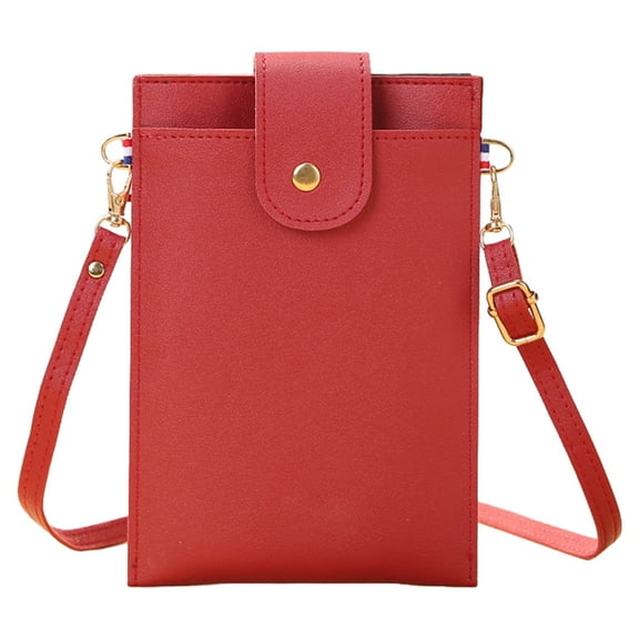 PU Leather Small Cell Phone Crossbody Bag Purses for Women Cross Body-red