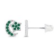 thumbnail image 2 of Decadence Solid 14K White Gold 1mm Round Created Green Emerald May Birthstone Moon Star Screwback Stud Earrings For Women | 6mm Moon Star | 14K Gold Natural or Created Screwback Earrings For Women, 2 of 5