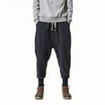 thumbnail image 1 of Pantalones largos para hombre, color liso y bolsillos de lino, con cordón ajustable en la pierna, pantalones Hallen para hombre, pantalones de poliéster y algodón., 1 of 5