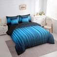 thumbnail image 3 of Manfei Black Blue Bedding Comforter Set, Neon Gradient Stripe King Bedding Sets, Modern Abstract Geometry Bed Sheets, Breathable Home Decor Reversible 7 Pieces, 3 of 6