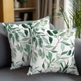 thumbnail image 2 of Decorative Throw Pillow Covers 20x20 Inch Set of 2 Green Leaf Home Decor Pillow Cases for Couch, Watercolor Leaf Cushion Case for Living Room Bedroom Bed Car Chair, 2 of 9