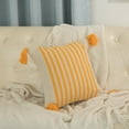 thumbnail image 6 of 16" Handwoven Cotton Throw Pillow Cover with Striped Lines, Yellow, 6 of 8