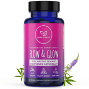 Herb Krave Flow and Glow Natural Hormone Balance for Women: PMS & Menopause Relief for Cramps, Hot Flashes, Mood Swings with Dong Quai & Black Cohosh for Menopause