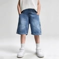 thumbnail image 5 of ZOYOEN Boys Denim Shorts with Pockets- Fashion Baggy Elastic Waist Casual Kids Jean Shorts Blue Size 6, 5 of 5