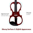 thumbnail image 4 of 4/4 Electric Violin Full Size Wood Silent Fiddle Stringed Instrument Bow Headphone Case Jujube Red, 4 of 11