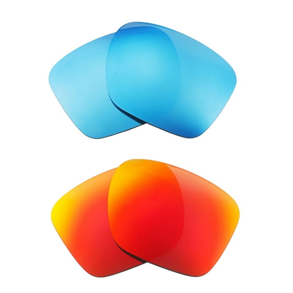 Walleva Polarized Fire Red   Ice Blue Replacement Lenses For Oakley Sliver XL OO9341 Sunglasses