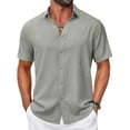 thumbnail image 6 of COOFANDY Mens Short Sleeve Button Down Shirts Casual Summer Shirts Linen Beach Clothes for Men, 6 of 6