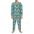 thumbnail image 3 of Lsque Turtles And Seahorses Pattern Long Sleeve Pajama Set for Men - Soft 2-Piece Sleepwear and Loungewear Set with Pockets, Comfy Nightwear-XX-Large, 3 of 7