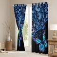 thumbnail image 3 of Feelyou Dreamy Blue Butterfly Black Out Curtains, Western Bohemian Paisley Curtains Pack of 2 (42x63 Each), Vintage Damask Flower Bedroom Curtains, Blackout Curtains Home Decor, 3 of 6