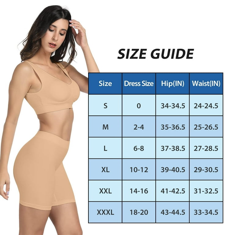 Mid-Rise Smooth Slip Shorts Panty for Women Under Dress Anti