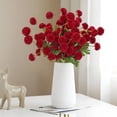 thumbnail image 2 of Flores artificiales Briful 12 unidades de crisantemos kiku rojos con tallos de 53 cm, 2 of 7