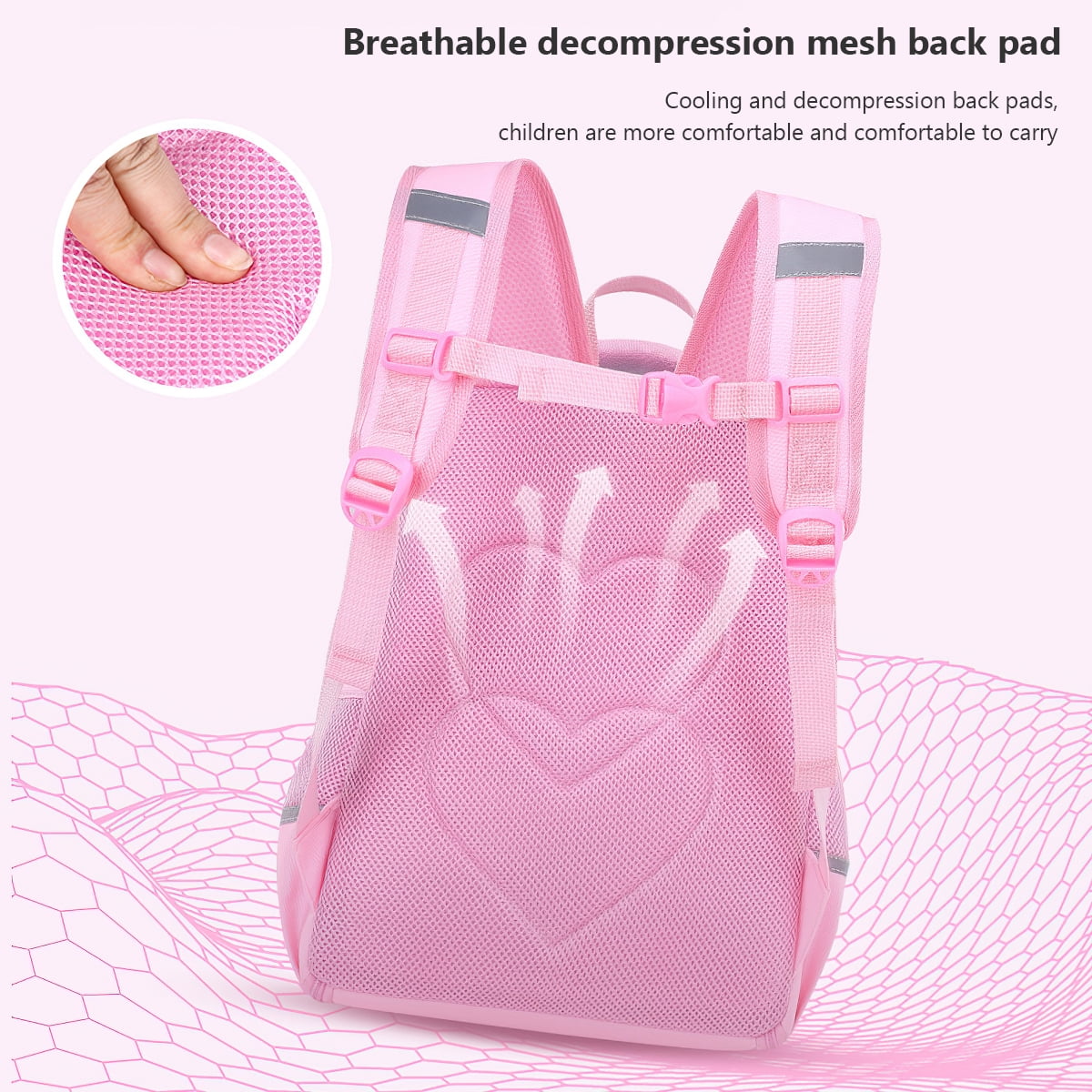 Kadyn 14.57" Girls Backpack, Elementary Bookbag with Lunch Bag and Pencil Bag, Unicorn Kids Backpack for Children, Pink Kadyn 14.57" Girls Backpack, Elementary Bookbag with Lunch Bag and Pencil Bag, Unicorn Kids Backpack for Children, Pink
