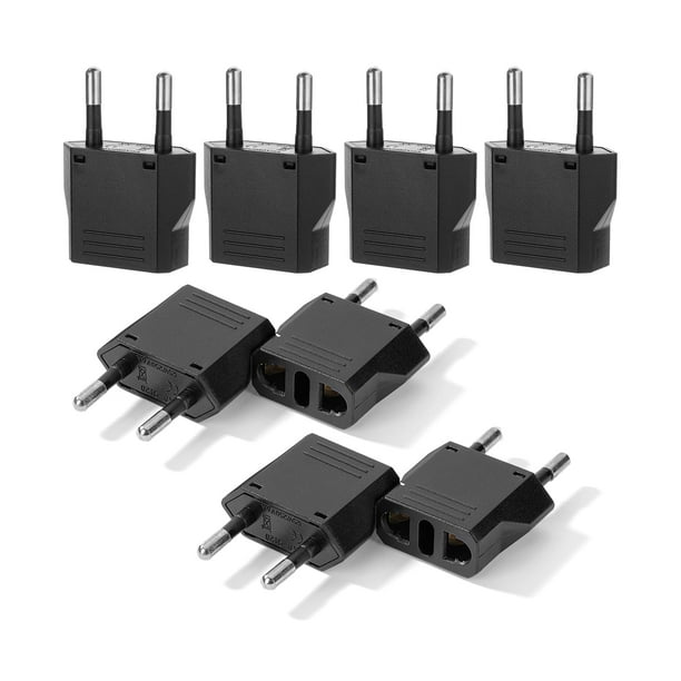 Bates- Adaptador De Enchufe De Viaje Europeo Paquete De 8 Adaptador De Enchufe Europeo Negro Adaptador De Enchufe De Ee. Uu. A Europa Adaptador Para Enchufe De Europa Adaptador De Enchufe De Ee. Uu. A