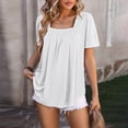 thumbnail image 3 of Baywell Summer Hollow T Shirts for Women, Ruffle Short Sleeve Tshirts Fashion Square Neck Loose Blouses Tops S-XXL, 3 of 6