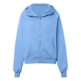 thumbnail image 5 of Full Zipper Hoodies for Women Long Sleeve Plain Zip Up Hooded Sweatshirt with Pockets Jacket Coat Fall Winter Outfits, 5 of 7