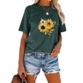 thumbnail image 2 of Anbech Sunflower T-Shirt for Women Graphic Butterfly Printed Short Sleeve Tee Tops with Crew Neck, 2 of 4