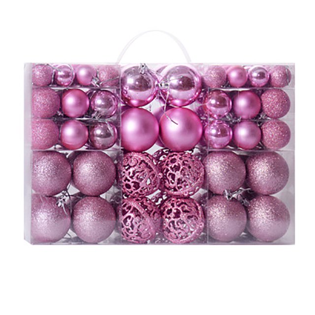 100pcs Christmas Tree Mini Shatterproof Ornaments Balls Holiday Accessories for Xmas Decorations New Pink