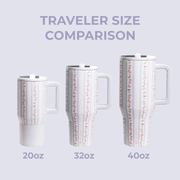 HydroJug Traveler - Water Bottle with Handle & Flip Straw - Leak Resistant Tumbler, Insulated, Stainless Steel & Rubber Base - 32 oz, Primrose
