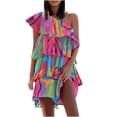 thumbnail image 1 of Vestidos con volantes sin mangas con hombros caídos estampados sexy para mujer Fridja  hj5457, 1 of 8