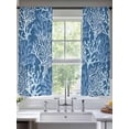 thumbnail image 5 of Navy Blue Coral Coastal Semi Sheer Window Curtains 72 Inches Long, Ocean Nautical Seaside Beach Rod Pocket Voile Silky Chiffon Curtain Light Filtering Drapes for Living Room, 52"x72", 2 Panels, 5 of 9