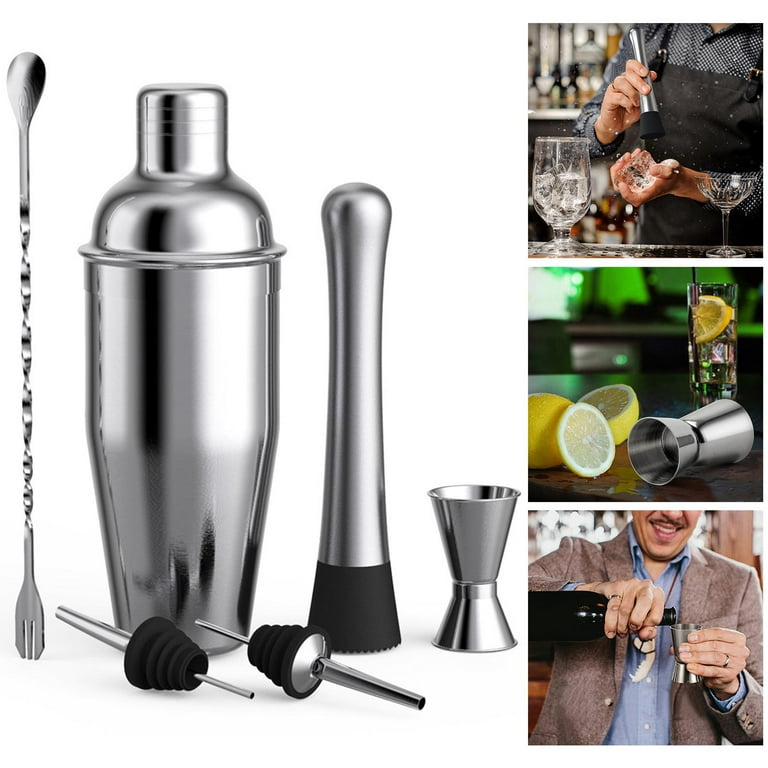 Stainless Steel Cocktail Shaker Drink Mixer Spoon Ounce Cup
