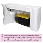 Your Chair Covers - 8 ft x 30 inches Fitted Polyester Rectangular Tablecloth Open Back White