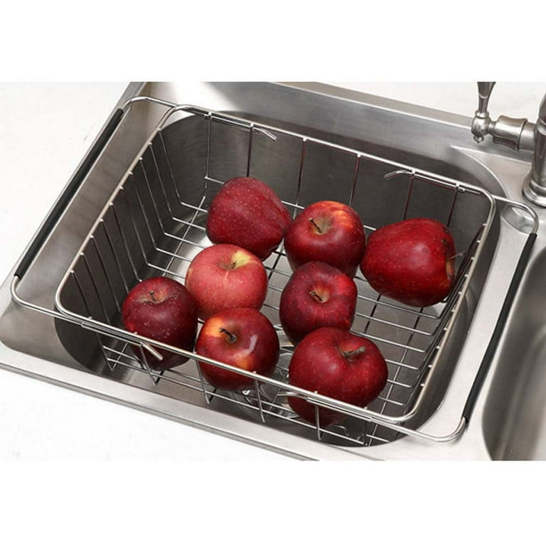 Stainless Steel Sink Drain Basket Expandable Dish Drying Rack Rustproof Dish Drainer Kitchen Utensil Flat Net