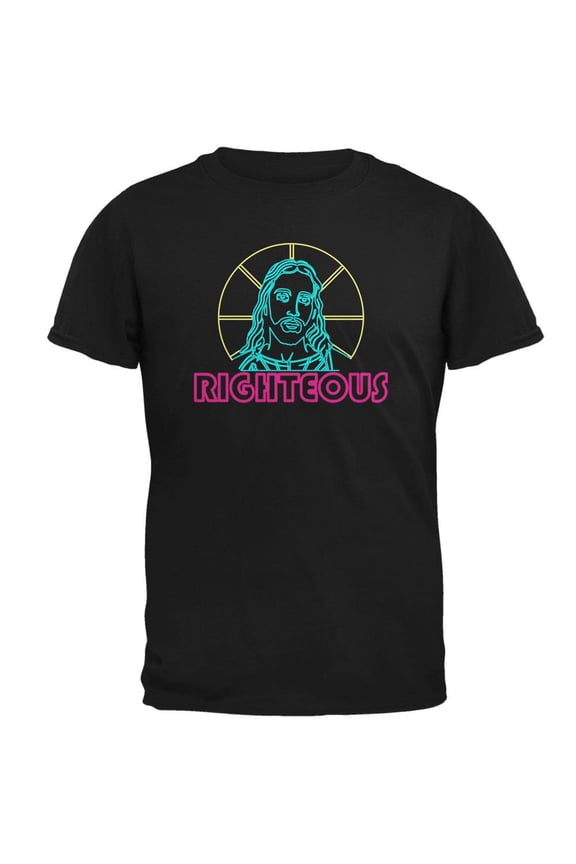 80's Neon Righteous Jesus Christ Religion Mens T Shirt Black SM