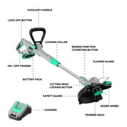 Litheli 20V 12 Cordless String Trimmer, Battery Powered Grass Trimmer & Wheeled Edger with 2.0Ah Battery and Charger