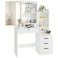 thumbnail image 2 of Fenbeli White Lighted Makeup Vanity Table with Sliding Sliding Mirror, Modern Dressing Table Desk with Storage for Bedroom, 2 of 9