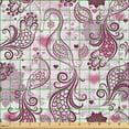 thumbnail image 2 of Ambesonne Purple Fabric by the Yard Microfiber, Romantic Birds Flowers, 5 Yards, Mauve Plum Pink, 2 of 2