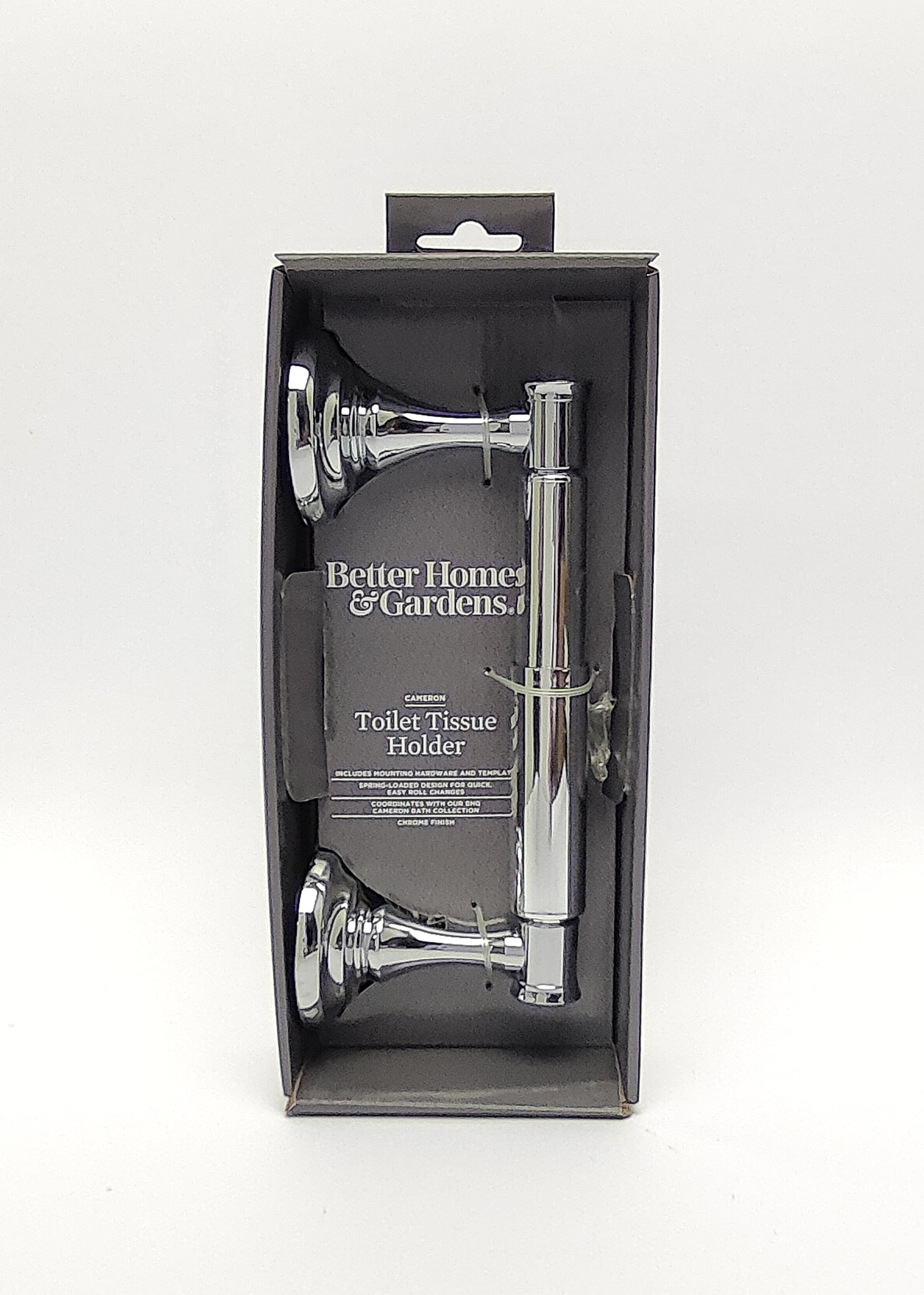 Better Homes & Gardens Cameron Wall Mount Spring-Loaded Toilet Paper Holder in Chrome