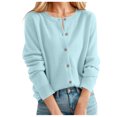 thumbnail image 2 of Wutalume Women's Solid Color Long Sleeve Mid Length Cardigan Top Jacket, Lightweight Open Front Layer, Versatile Cover Up for Indoor and Outdoor,Light Blue S, 2 of 7