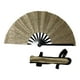 thumbnail image 2 of Abanico chino plegable de kung-fu con purpurina, radio versátil de 33 cm, accesorio para conciertos Oro de champán, 2 of 9