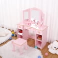 thumbnail image 4 of Bingirl Vanity Set with Mirror Storage Drawers Wooden Accessories and Stool, 4 of 7