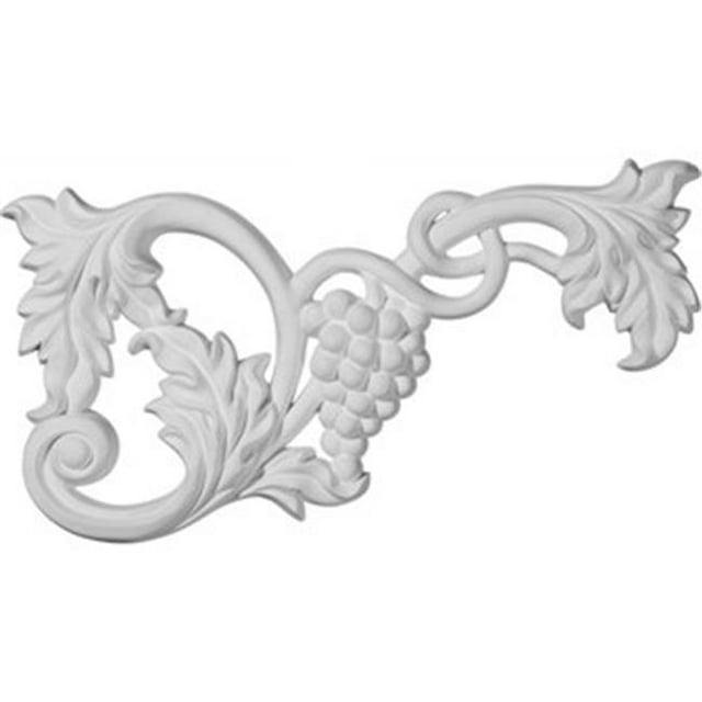 Ekena Millwork ONL12X06X01GR-R 12,62 Po X 6,75 Po H X 1 Po P accent Architectural - Gros Raisin et Feuille Onlay- Droite