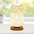 thumbnail image 2 of Lámpara de noche moderna en bambú y ratán lámpara de mesa base de madera decoración personalizada moderna creativa, lámpara LED regulable, lámpara de noche de salón, beige, 2 of 5