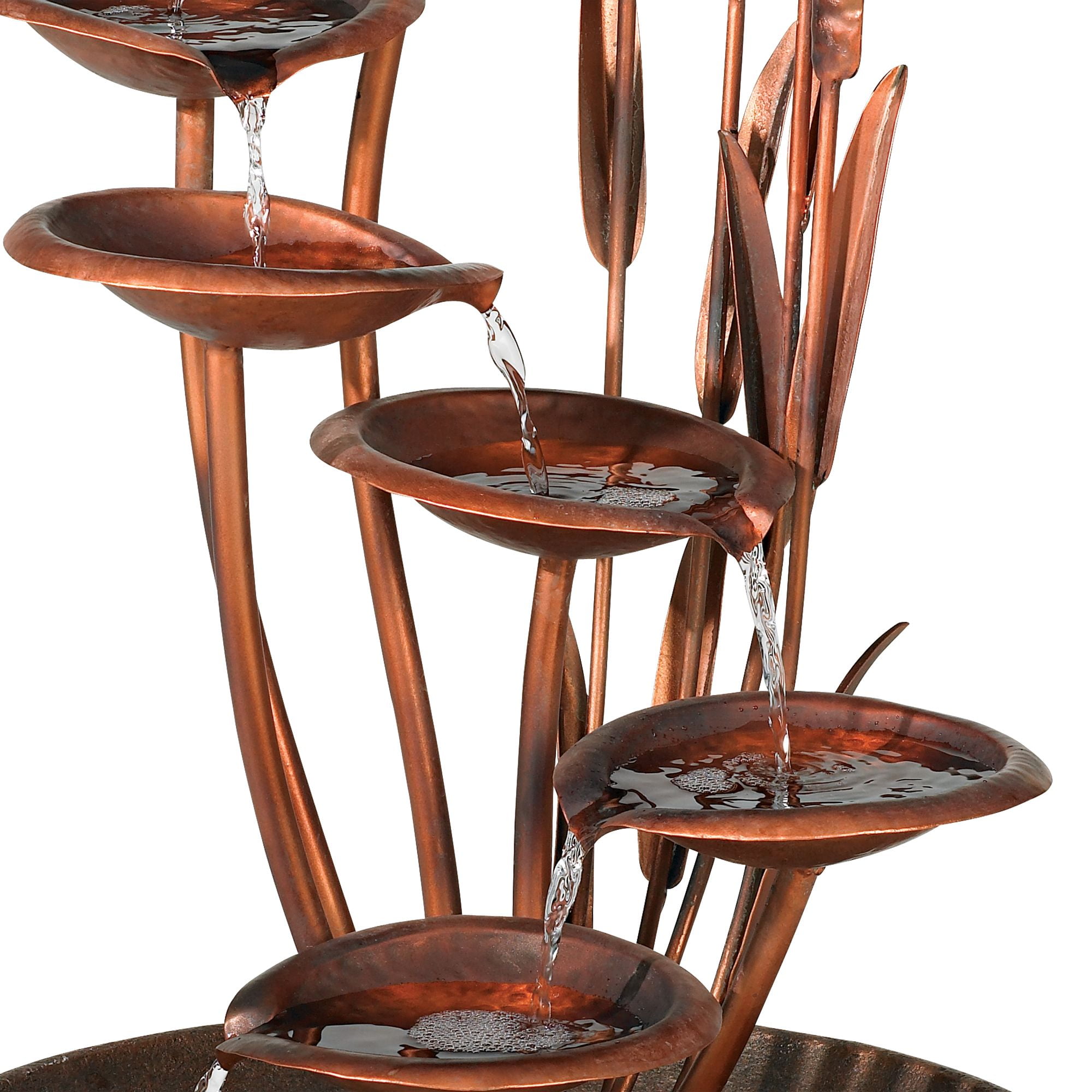 Ashton Water Lilies and Cat Tails 33" High Large Asian Indoor Outdoor Decor Resin Floor Fountain Outside