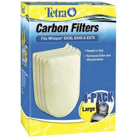 Carbon Cartridge Filter Media - Tetra Carbon Filters Large 4 PK Fits Whisper EX30 EX45 EX70 Cartridge LG Filter