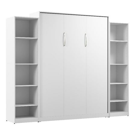 Pemberly Row Wood Queen Murphy Bed with Closet Organizers in White