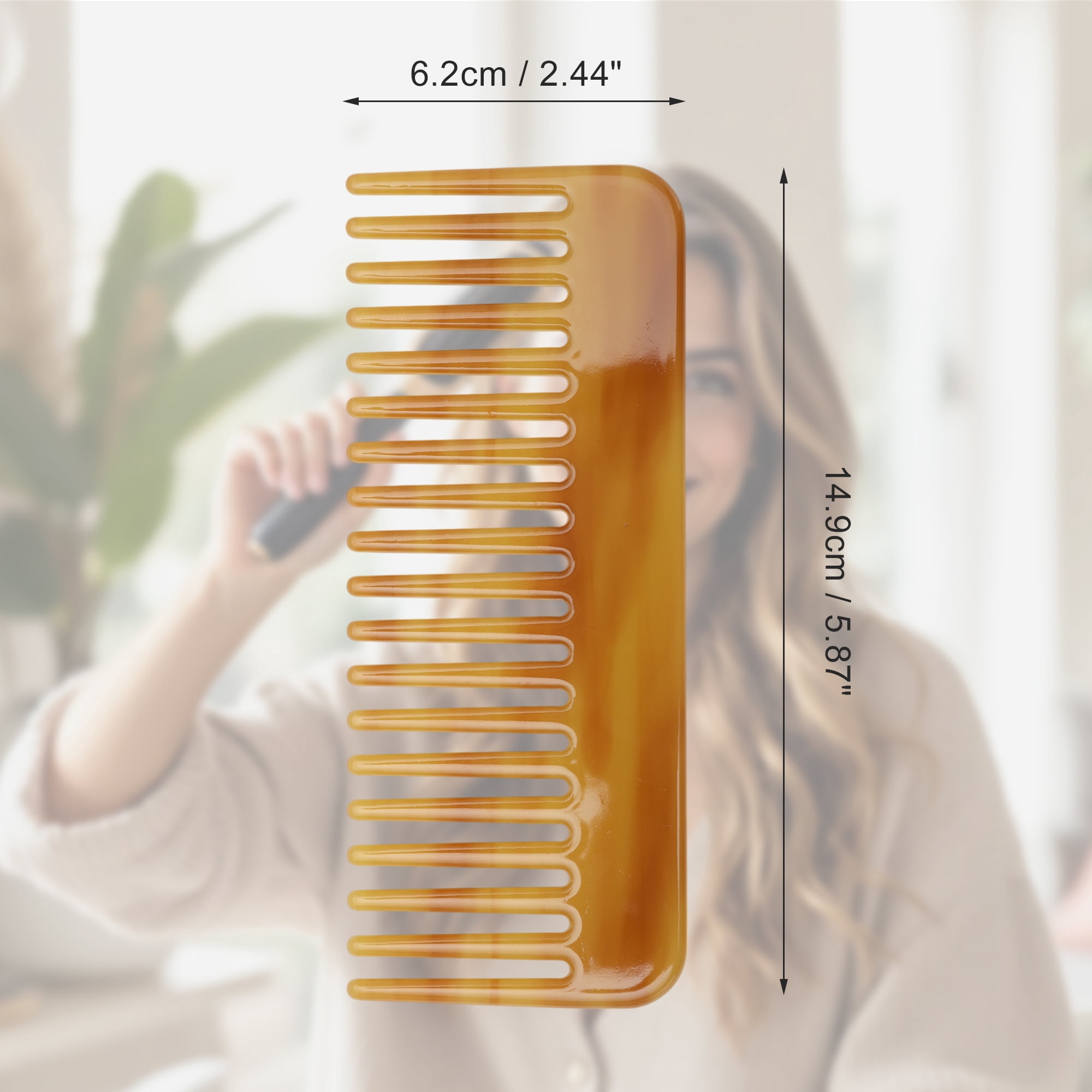 Unique Bargains 1 Pc Nineteen Tooth Rectangular Hair Comb for All Hair Types Coffee Color