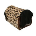 thumbnail image 5 of Nido de túnel para mascotas, tubo de juego de escondite de animales pequeños de franela de leopardo con cortina con flecos para hámster, conejillo de indias, color negro, 5 of 5