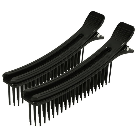 LEORX 2Pcs Hair Curler Plastic Clips Black for Hot Roller Curling and Dyeing