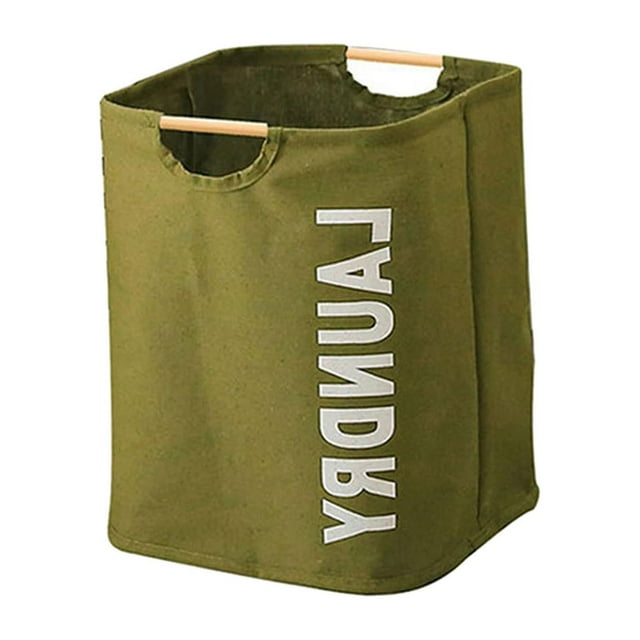 Cesta de lavandería plegable, cesta de lavandería plegable para viajes en casa, independiente con asa, cesta de lavandería para sala de estar, dormito verde S