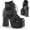 Blk Vegan Leather-Suede, variant on Women's Charade 100 Platform Ankle Bootie