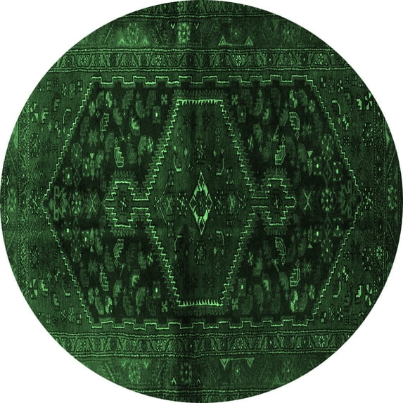 Ahgly Company Indoor Round Persian Emerald Green Traditional Area Rugs, 4' Round