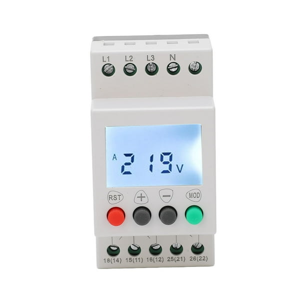 LCD 3 Phase 4 Wire Voltage Monitoring Relay Undervoltage Overvoltage